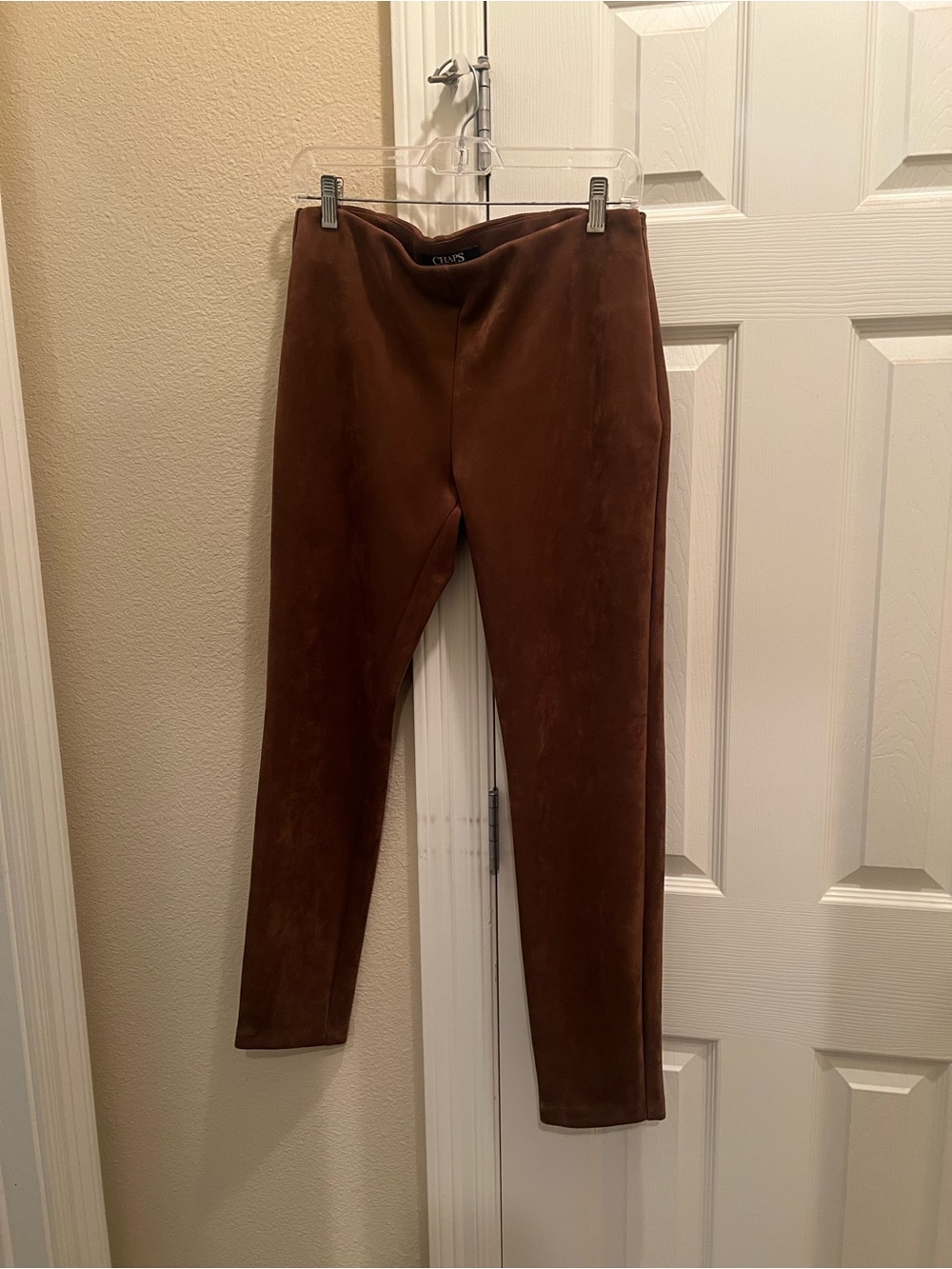 Chaps Women's Cropped Faux-Suede Ankle Pants in Brown